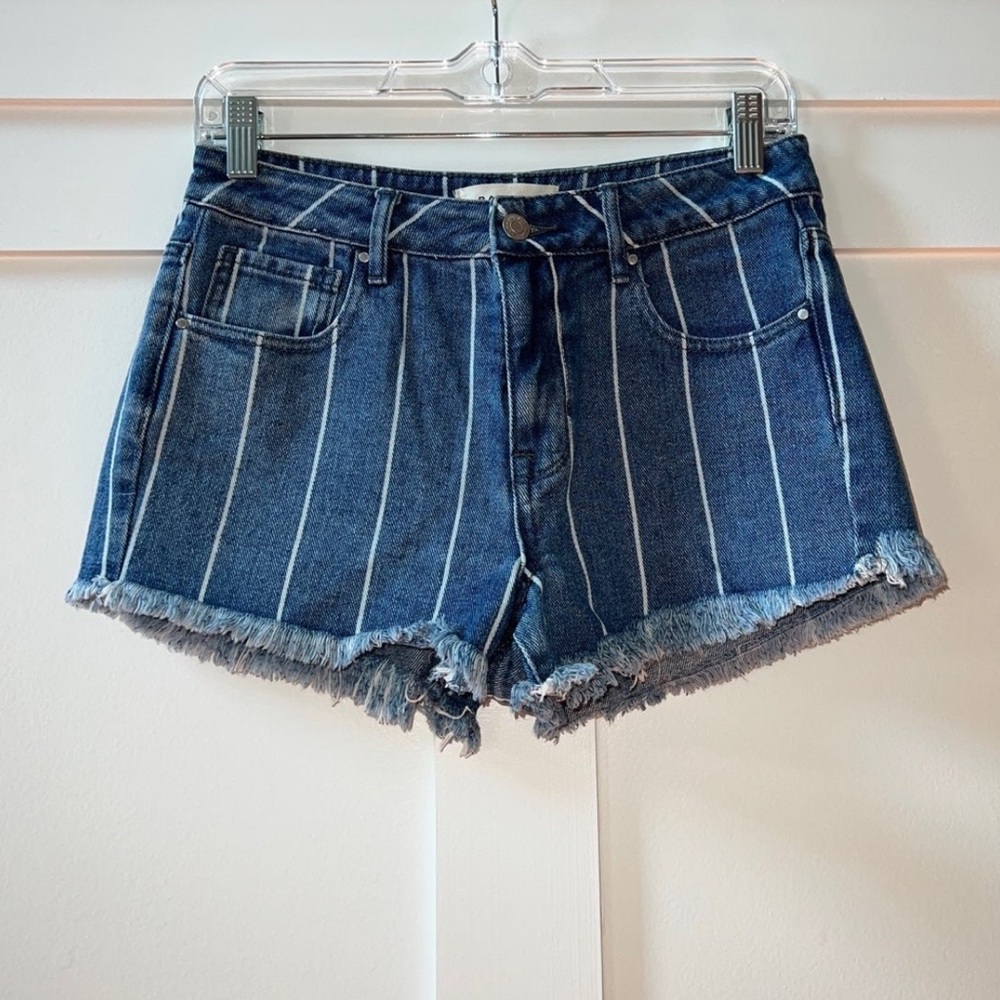 PacSun Blue Striped Jean Shorts